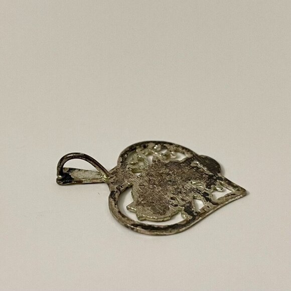 Vintage Sterling Silver I Heart Cat Pendant Tarnished - Picture 10 of 14